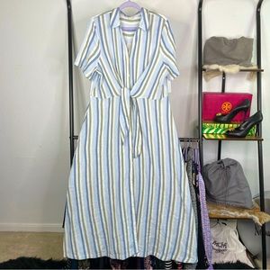 Caslon Blue Ivory Napa Stripe Button Sundress